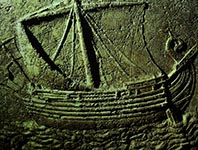 Phoenician ship Carved on the face of a sarcophagus. 2nd century AD.